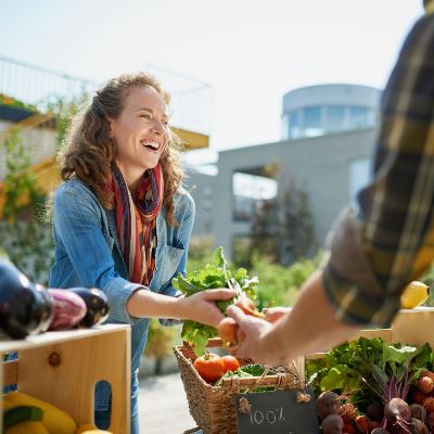 Person at a farmers market